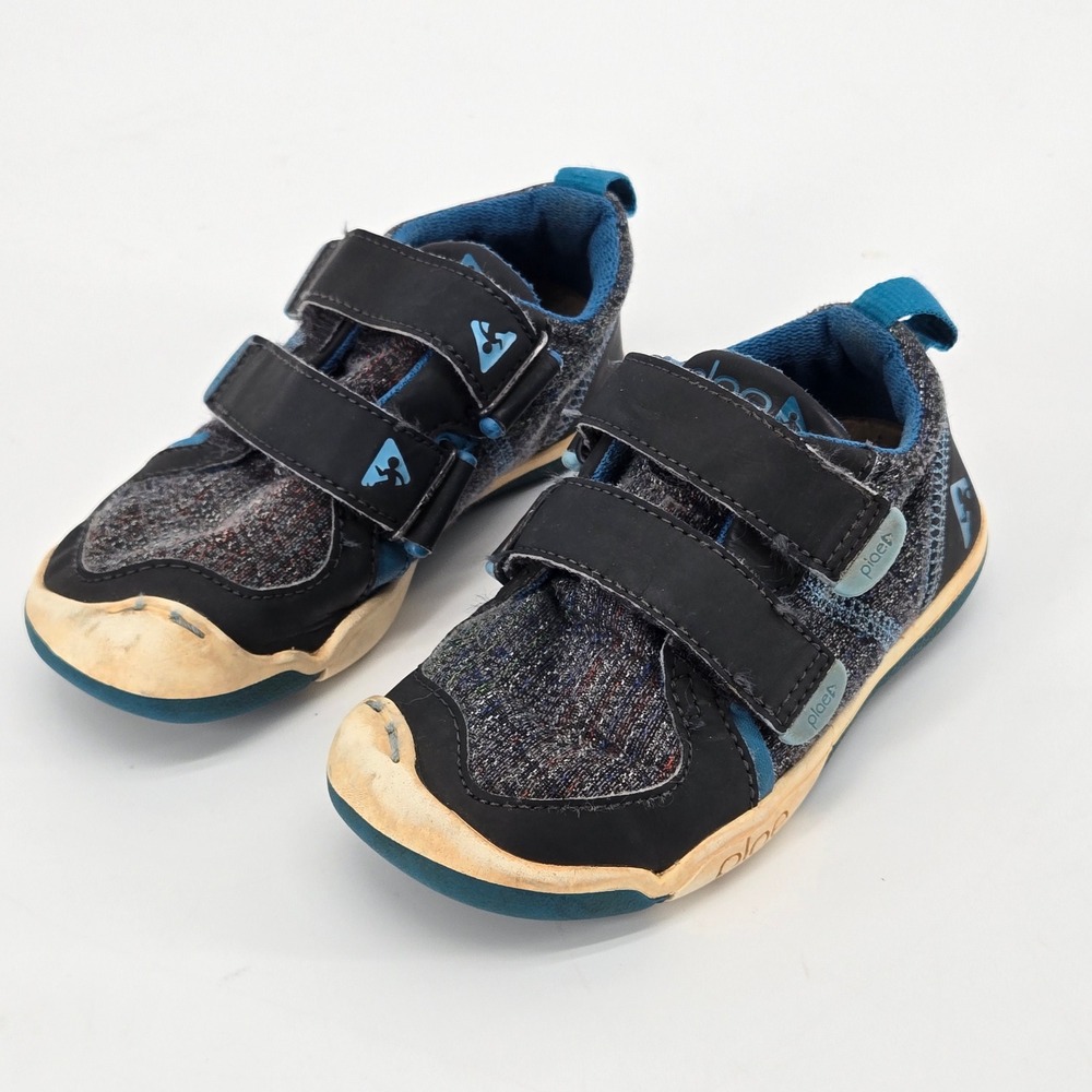 Plae Ty Black Blue Tweed Wool Adjustable Strap Sneakers Toddler Kid 8.5 US